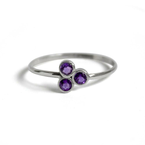 3 in one Amethyst Cluster Sterling Silver Ring