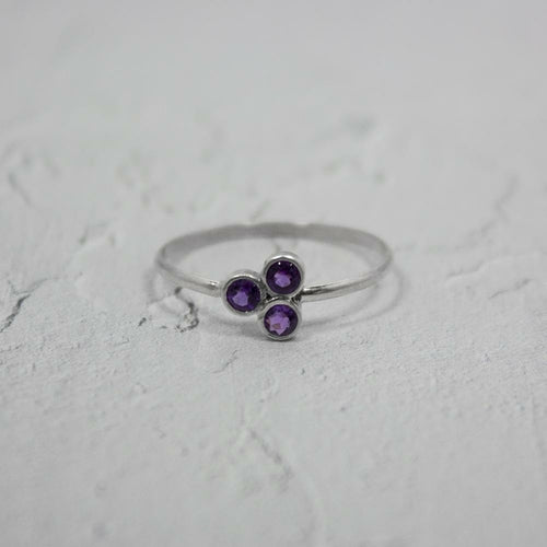 3 in one Amethyst Cluster Sterling Silver Ring