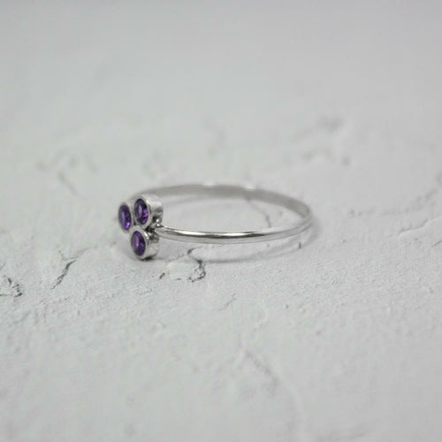 3 in one Amethyst Cluster Sterling Silver Ring